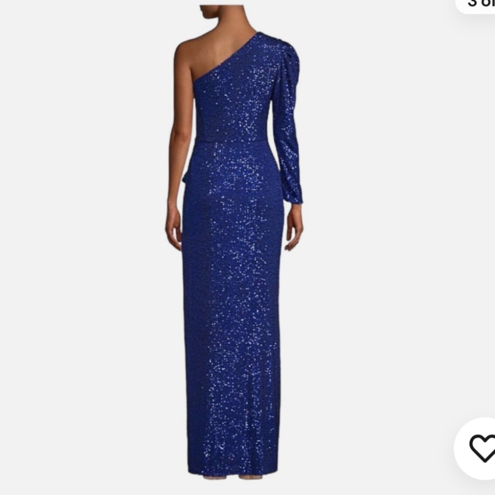 #101 Jay Godfrey one shoulder blue sequence gown - Picture 3 of 5